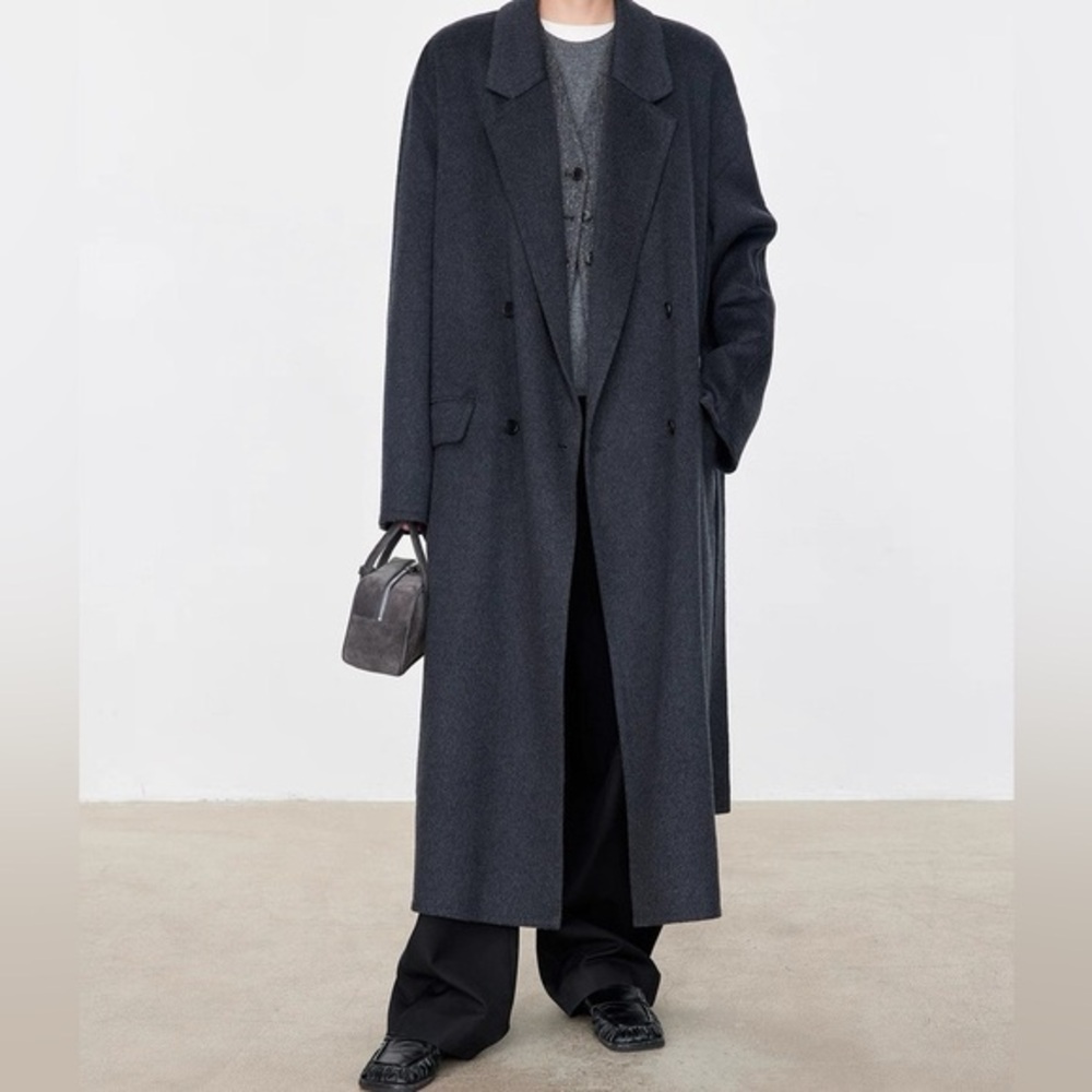 CHICJOC x COLOMBO Italian Cashmere Double-Faced Long Grey Coat - Size 38